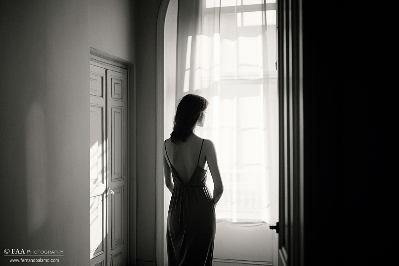 Mujer Frente a Ventana Monocromo V